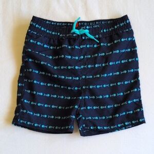 joe fresh navy blue fish bones swim trunks 18-24 months baby boy